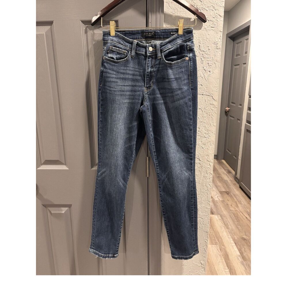Judy Blue Boyfriend Jeans Women's Blue Medium Wash High Rise Stretch Size 1/25
